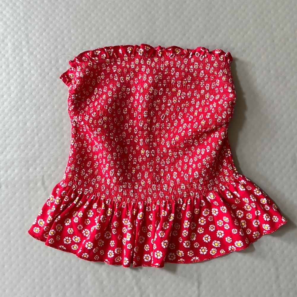 No Boundaries red flower tube top